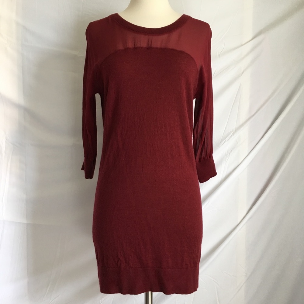 Club Monaco Maroon Wool Silk Sweater Dress XS